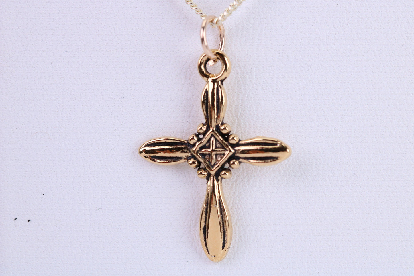26 mm Long Cross Necklace, Made from Solid Cast Yellow Gold with High Polished Finish, British Hallmarked