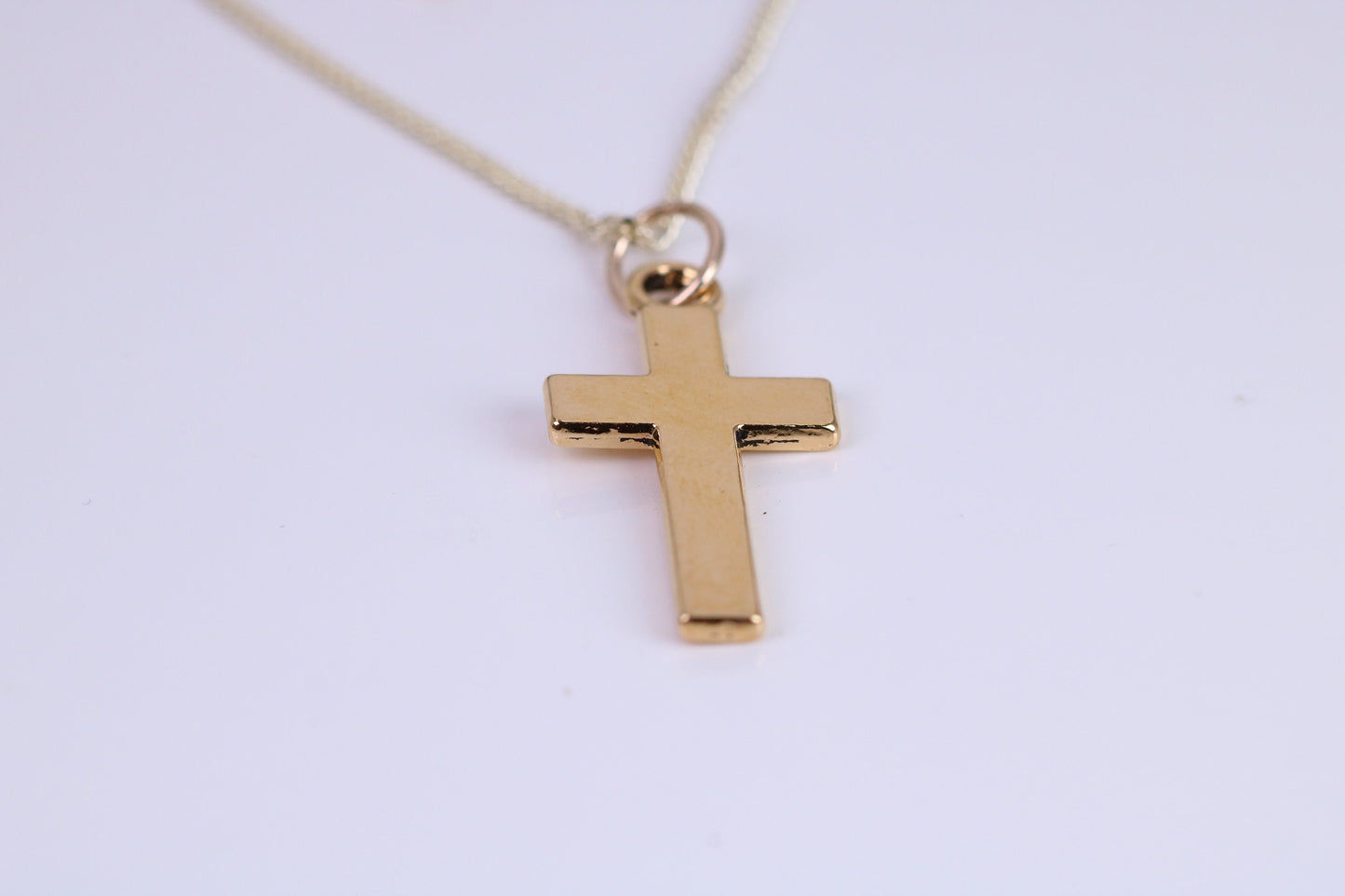 24 mm Long Cross Necklace, Made from Solid Cast Yellow Gold with High Polished Finish, British Hallmarked