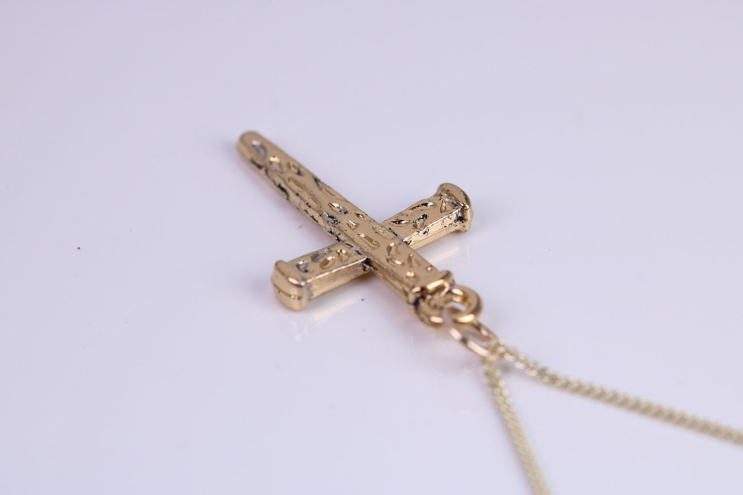 29 mm Long Cross Necklace, Made from Solid Cast Yellow Gold with High Polished Finish, British Hallmarked
