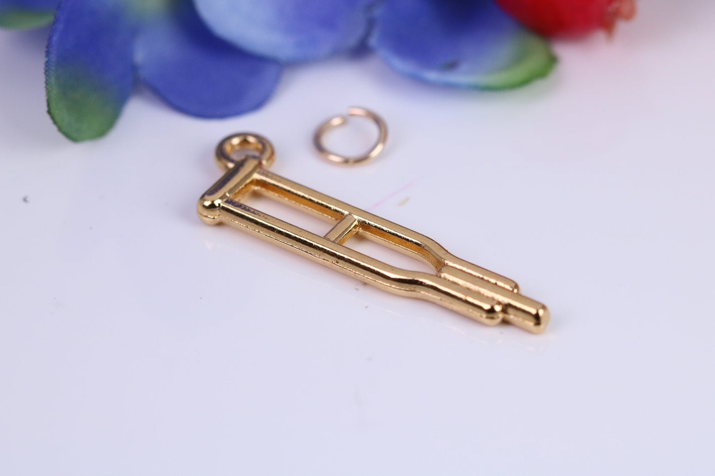 Crutch Charm, Traditional Charm, Made from Solid Cast Yellow Gold, British Hallmarked