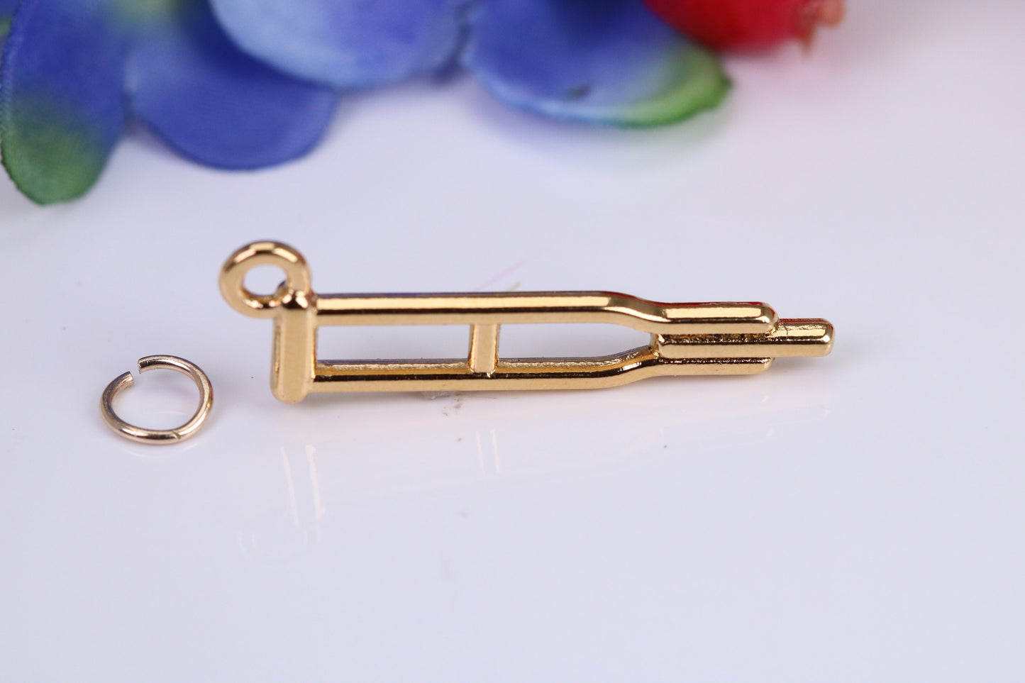 Crutch Charm, Traditional Charm, Made from Solid Cast Yellow Gold, British Hallmarked