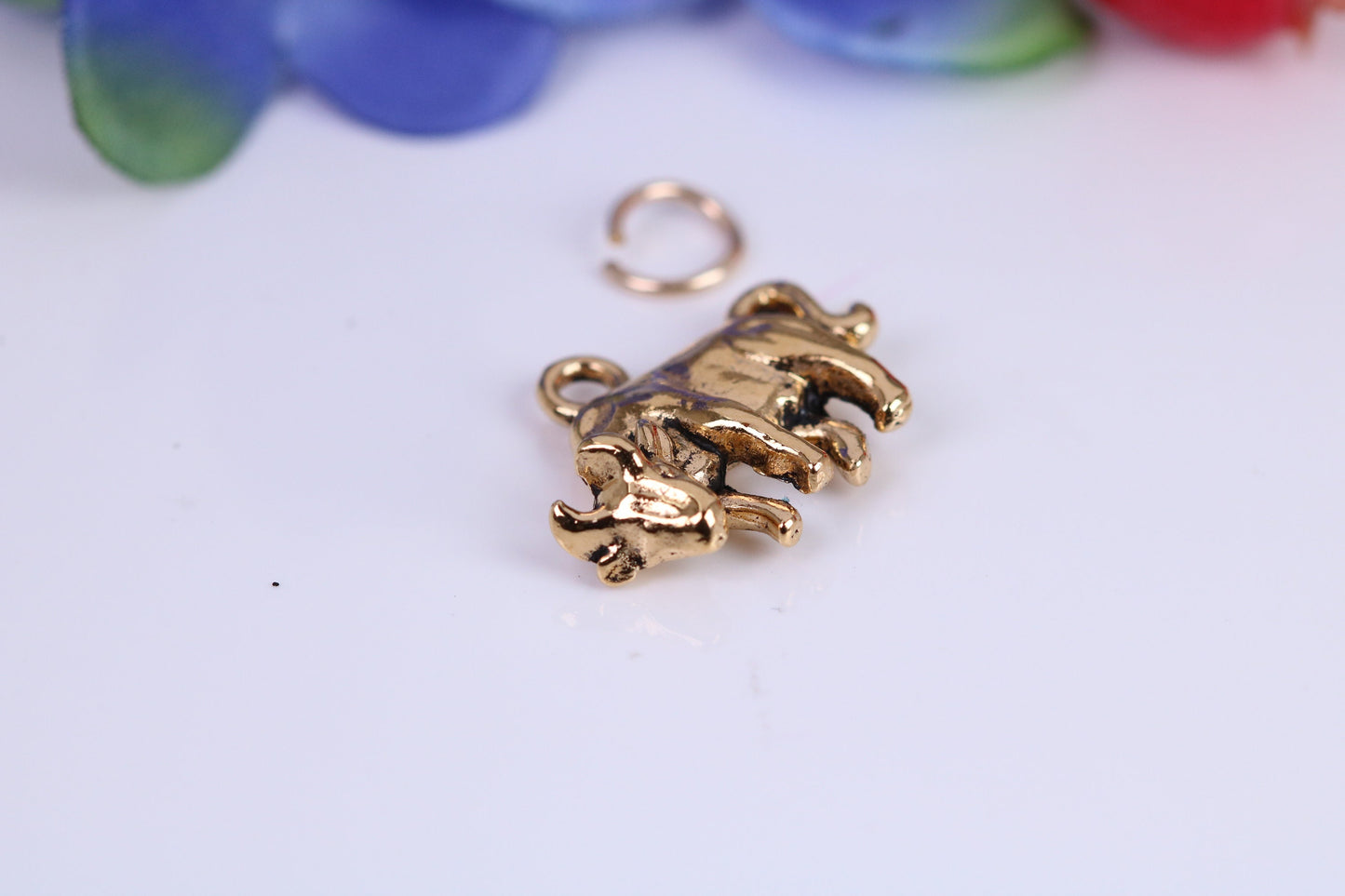 Cow Charm, Traditional Charm, Made from Solid Cast Yellow Gold, British Hallmarked