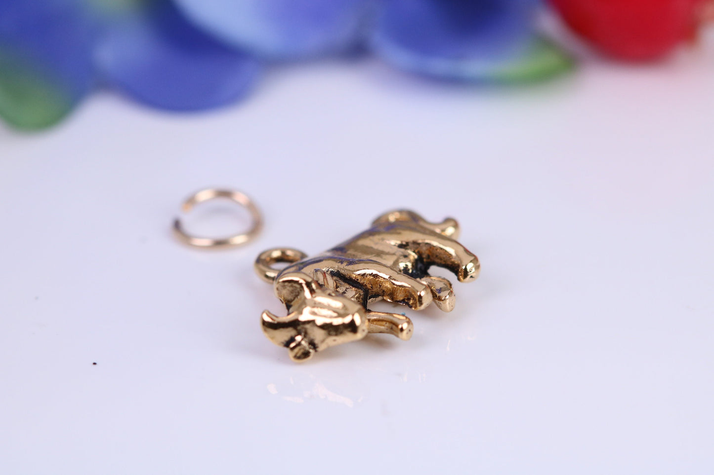 Cow Charm, Traditional Charm, Made from Solid Cast Yellow Gold, British Hallmarked