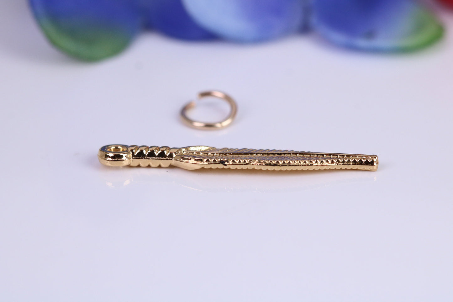Feather Charm, Traditional Charm, Made from Solid Cast Yellow Gold, British Hallmarked