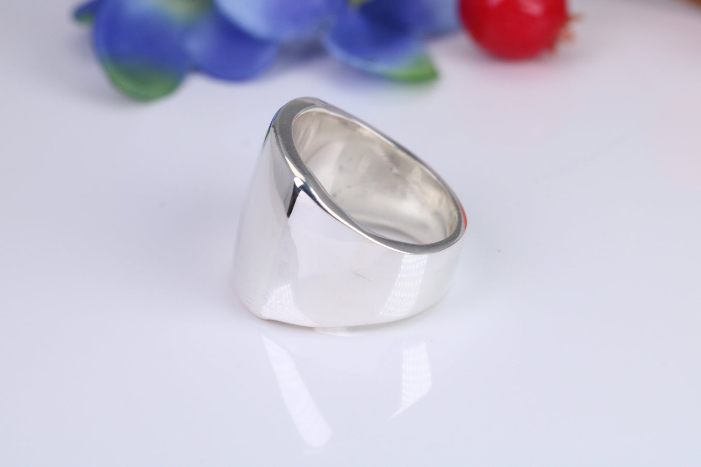 Very very large substantial and very heavy signet ring, made from solid cast silver, British Hallmarked