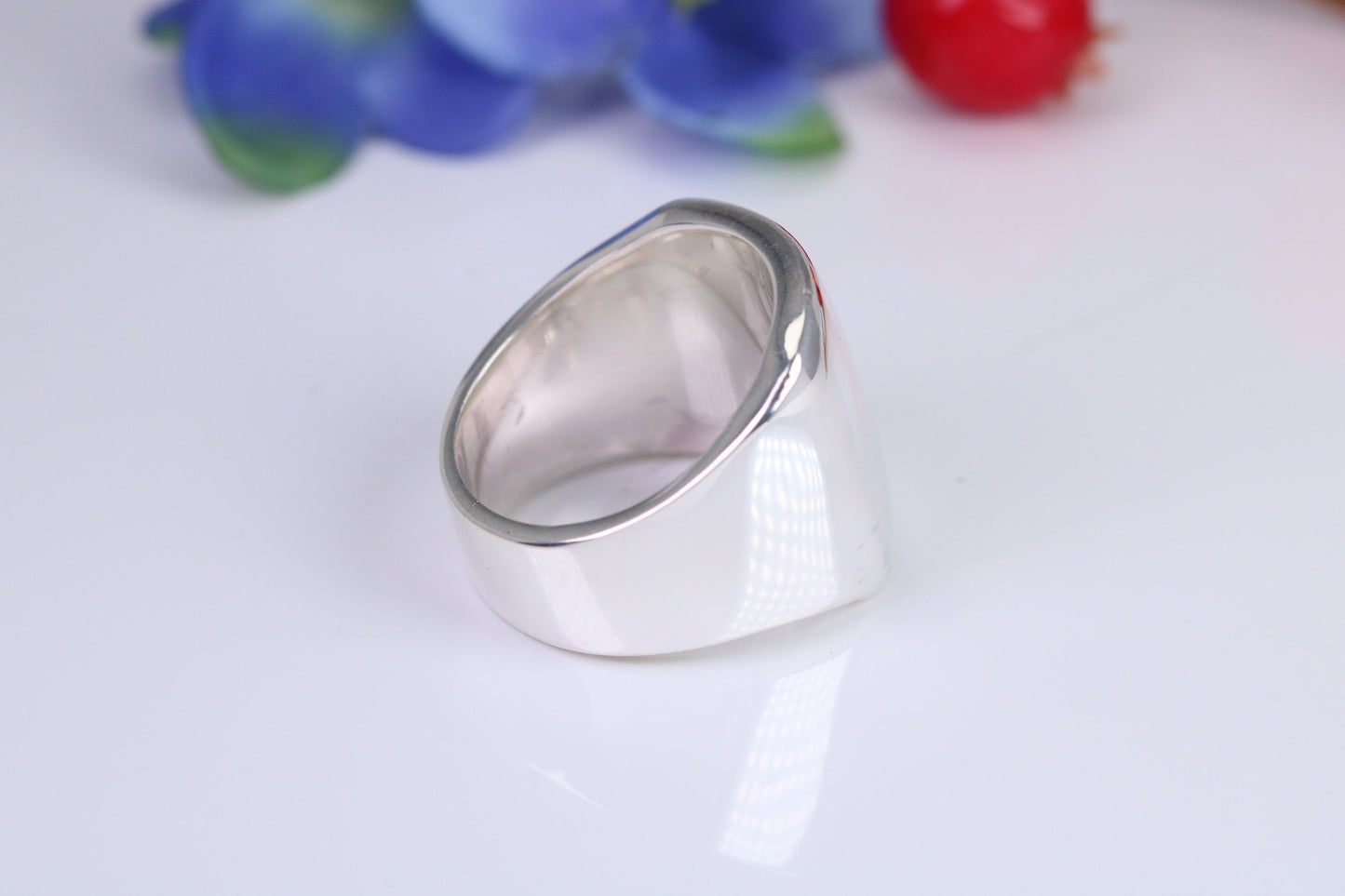 Very very large substantial and very heavy signet ring, made from solid cast silver, British Hallmarked