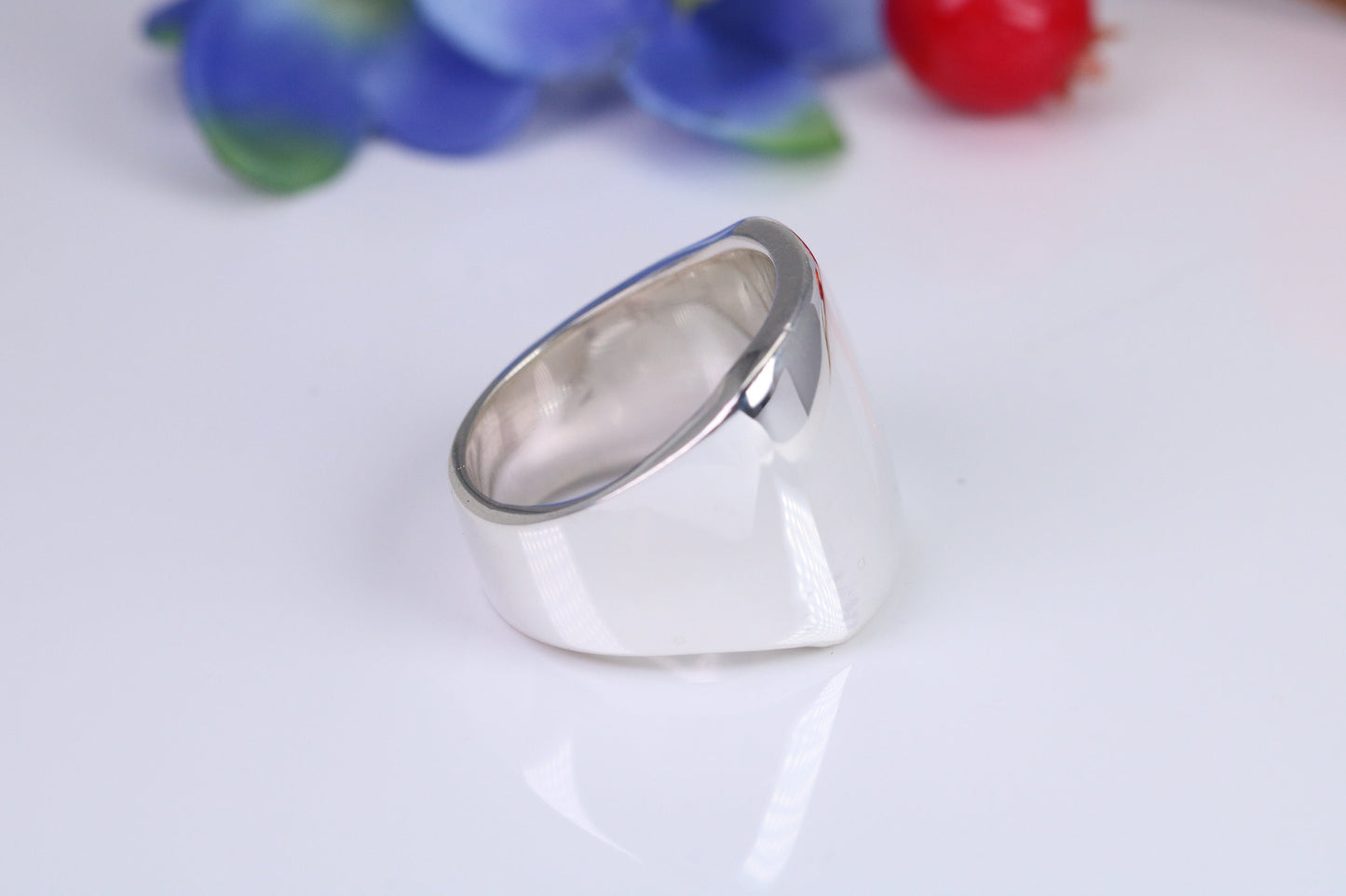 Very very large substantial and very heavy signet ring, made from solid cast silver, British Hallmarked