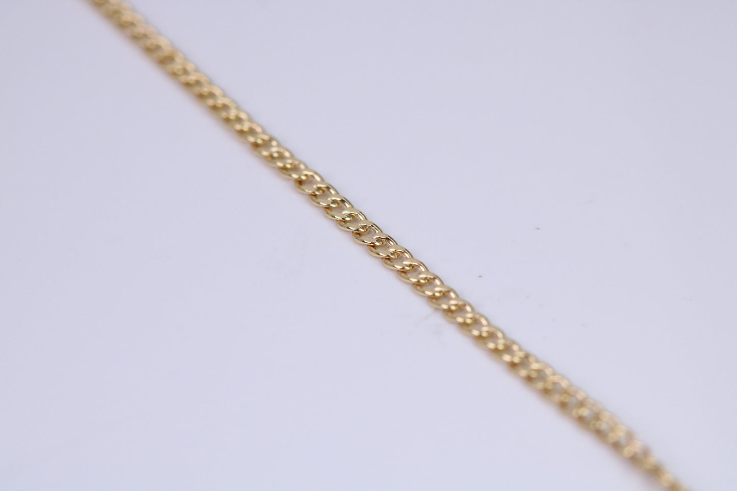 Flat Diamond cut Curb Link Chain, 9ct Yellow Gold, 18 Inches Long, British Hallmarked