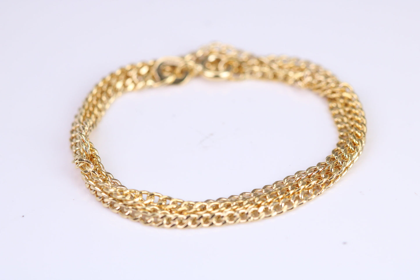 Flat Diamond cut Curb Link Chain, 9ct Yellow Gold, 18 Inches Long, British Hallmarked