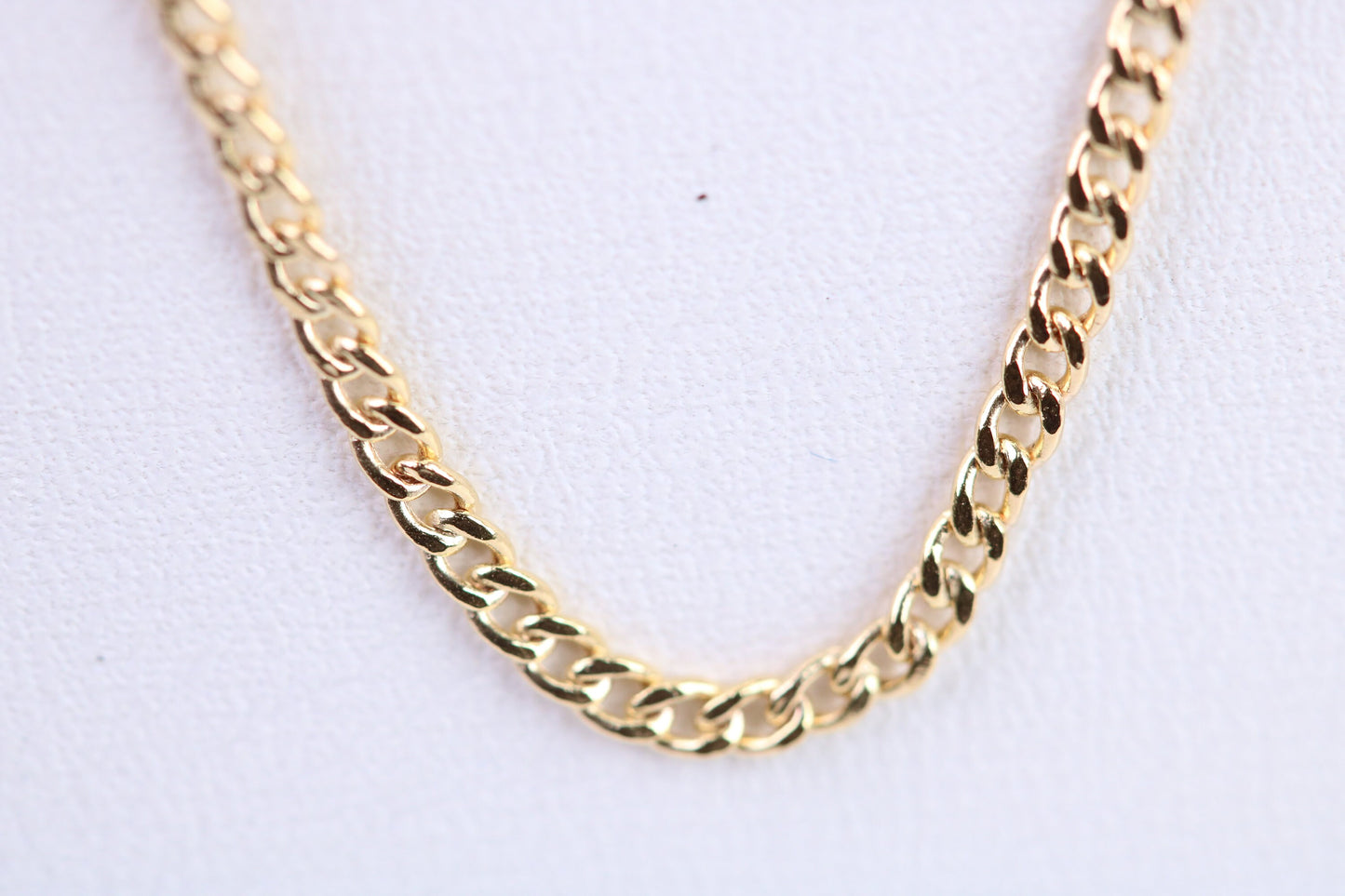 Flat Diamond cut Curb Link Chain, 9ct Yellow Gold, 18 Inches Long, British Hallmarked