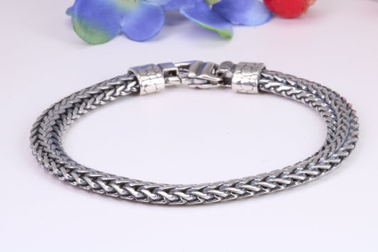 Cuban Bracelet, made from solid Sterling Silver, 7.50 Inches Long x 7 mm Wide, British Hallmarked