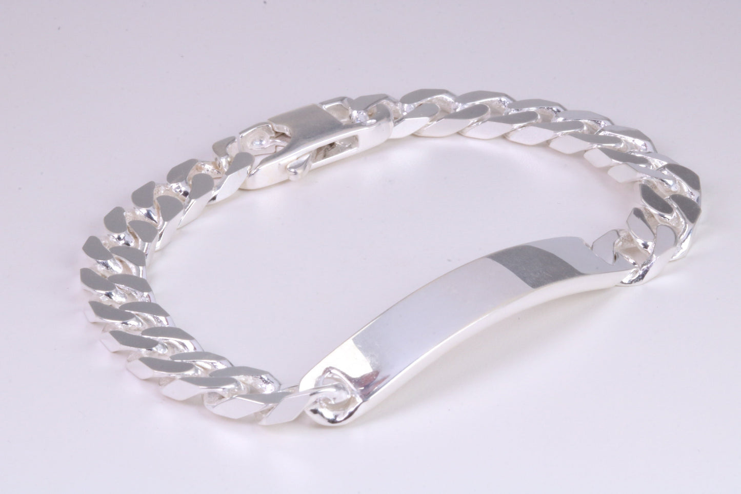 Gents Heavy Diamond cut Curb Link Bracelet, Made from solid Sterling Silver, 8.50 Inches Long and 8 mm Wide, British Hallmarked