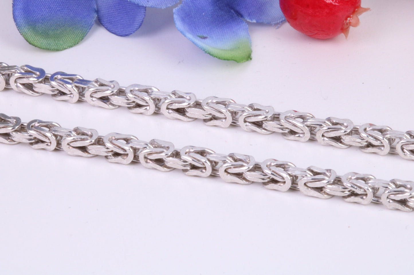 Gents heavy 22 inch Chain, Flat Diamond cut Curb Links, made from solid Sterling Silver, 22 Inches Long x 3.50 mm wide, British Hallmarked