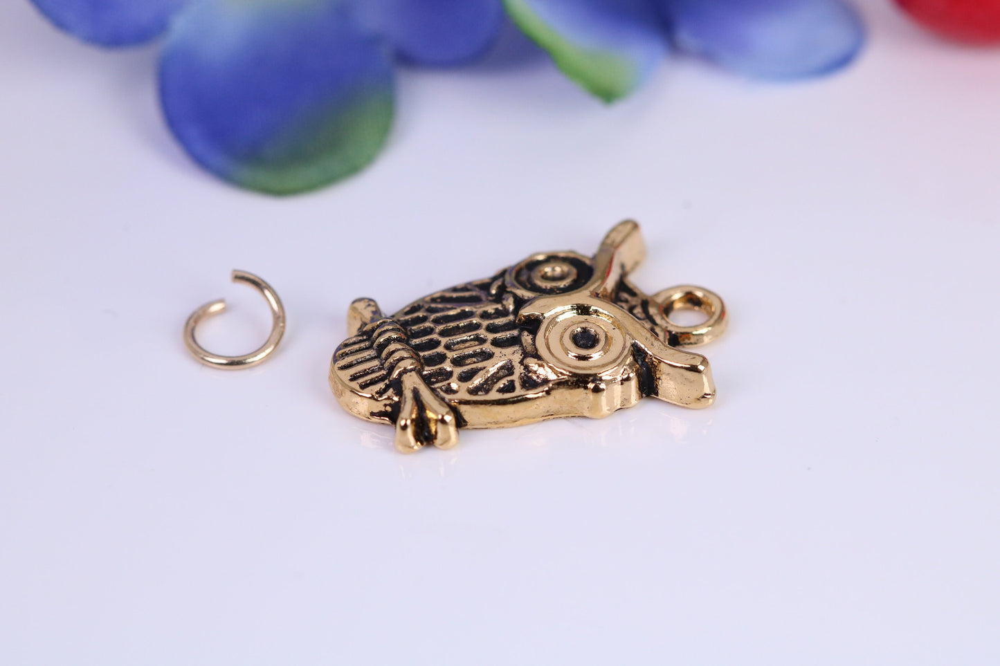 Owl Charm, Traditional Charm, Made from Solid Cast Yellow Gold, British Hallmarked