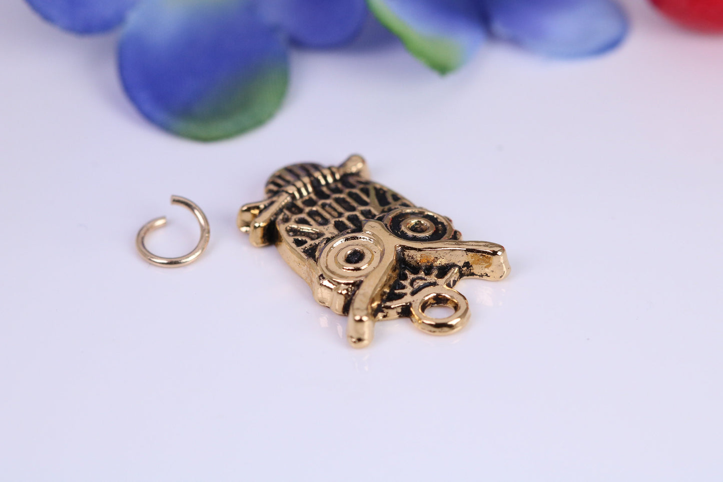 Owl Charm, Traditional Charm, Made from Solid Cast Yellow Gold, British Hallmarked