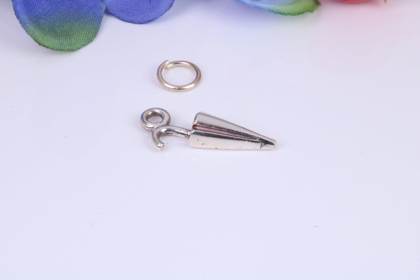 Umbrella Charm, Traditional Charm, Made from Solid 925 Grade Sterling Silver, Complete with Attachment Link