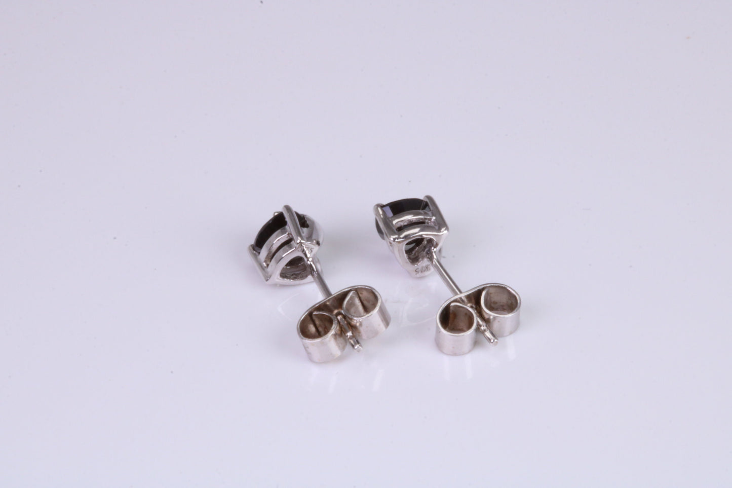 Real Black Diamond Stud Earrings Made from 9ct White Gold, Black Diamonds Measuring 5 mm Round