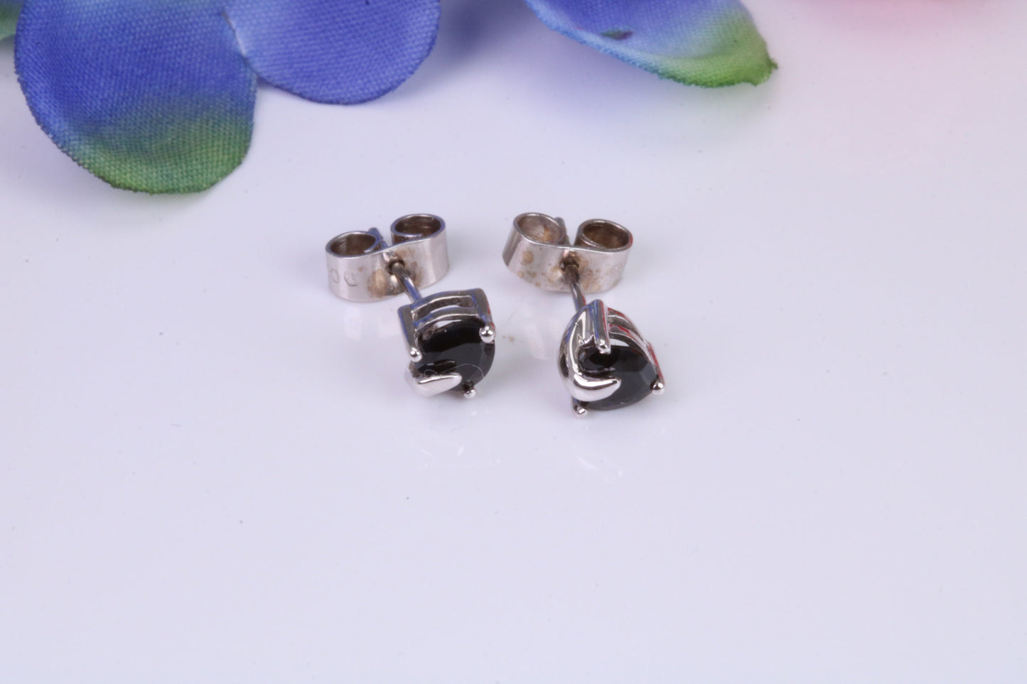 Real Black Diamond Stud Earrings Made from 9ct White Gold, Black Diamonds Measuring 5 mm Round