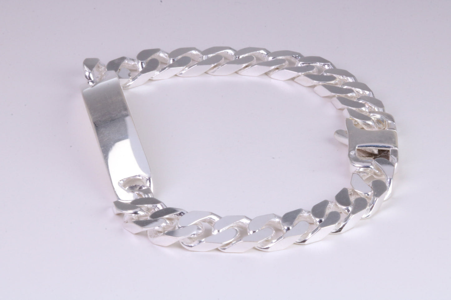 Gents Heavy Diamond cut Curb Link Bracelet, Made from solid Sterling Silver, 8.50 Inches Long and 8 mm Wide, British Hallmarked
