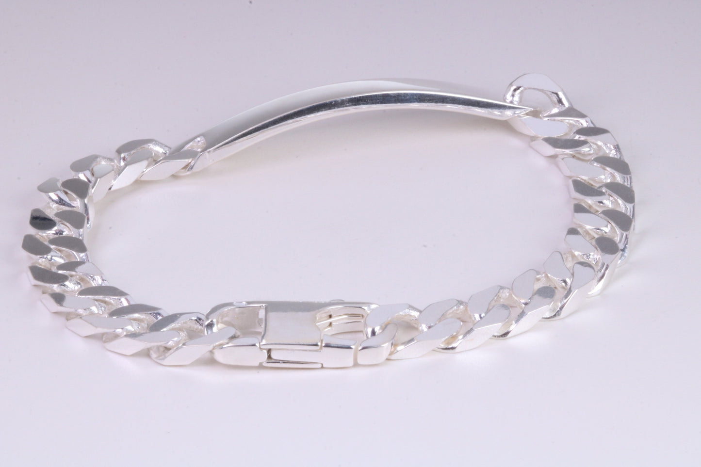 Gents Heavy Diamond cut Curb Link Bracelet, Made from solid Sterling Silver, 8.50 Inches Long and 8 mm Wide, British Hallmarked