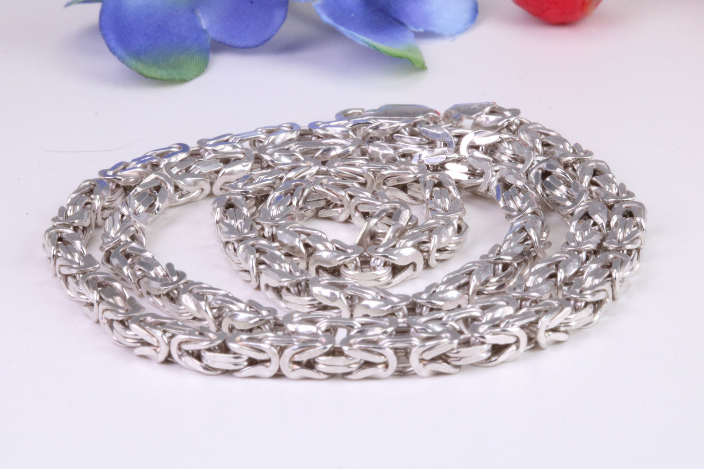 Gents heavy 22 inch Chain, Flat Diamond cut Curb Links, made from solid Sterling Silver, 22 Inches Long x 3.50 mm wide, British Hallmarked