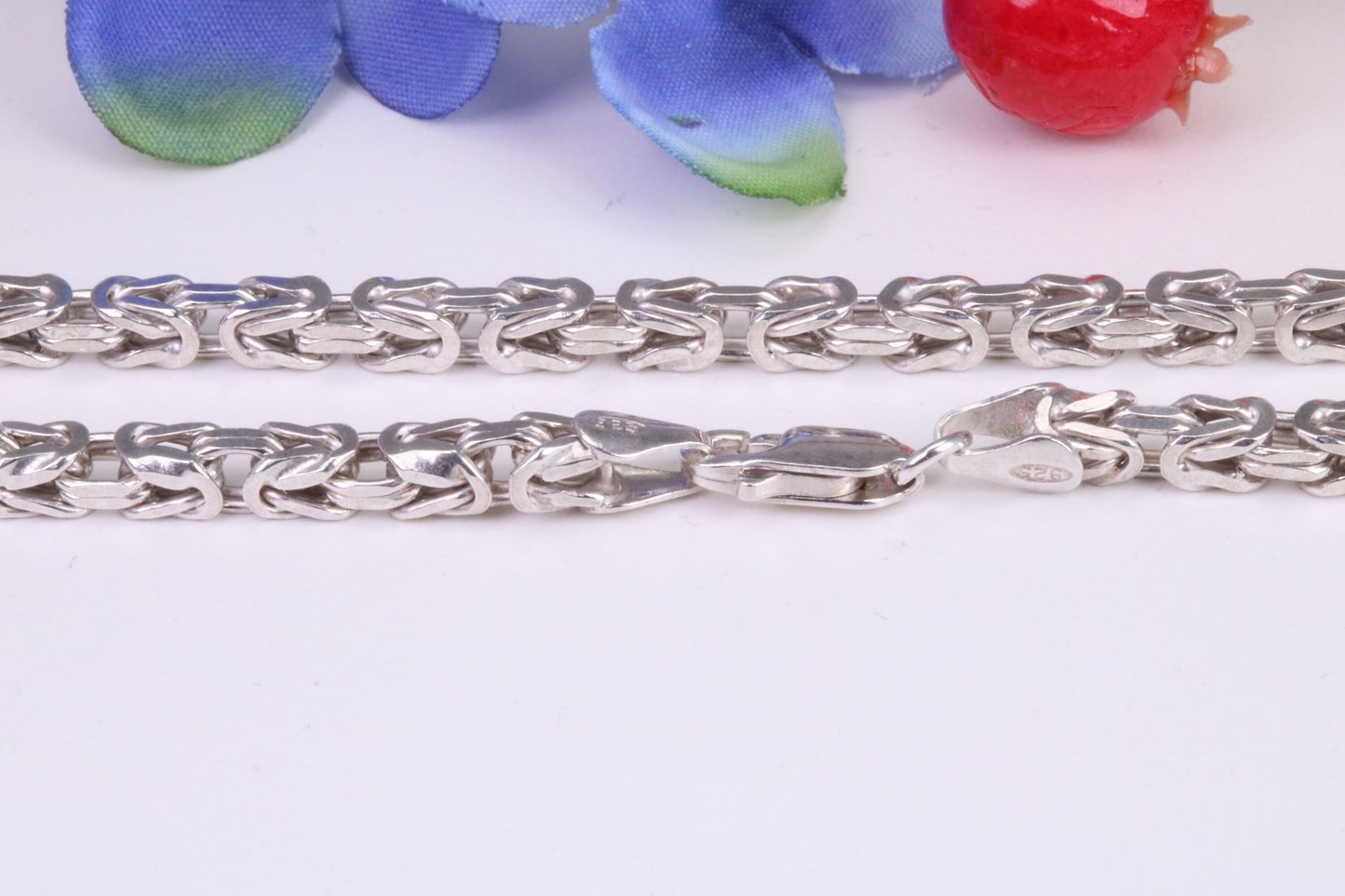 Gents heavy 22 inch Chain, Flat Diamond cut Curb Links, made from solid Sterling Silver, 22 Inches Long x 3.50 mm wide, British Hallmarked