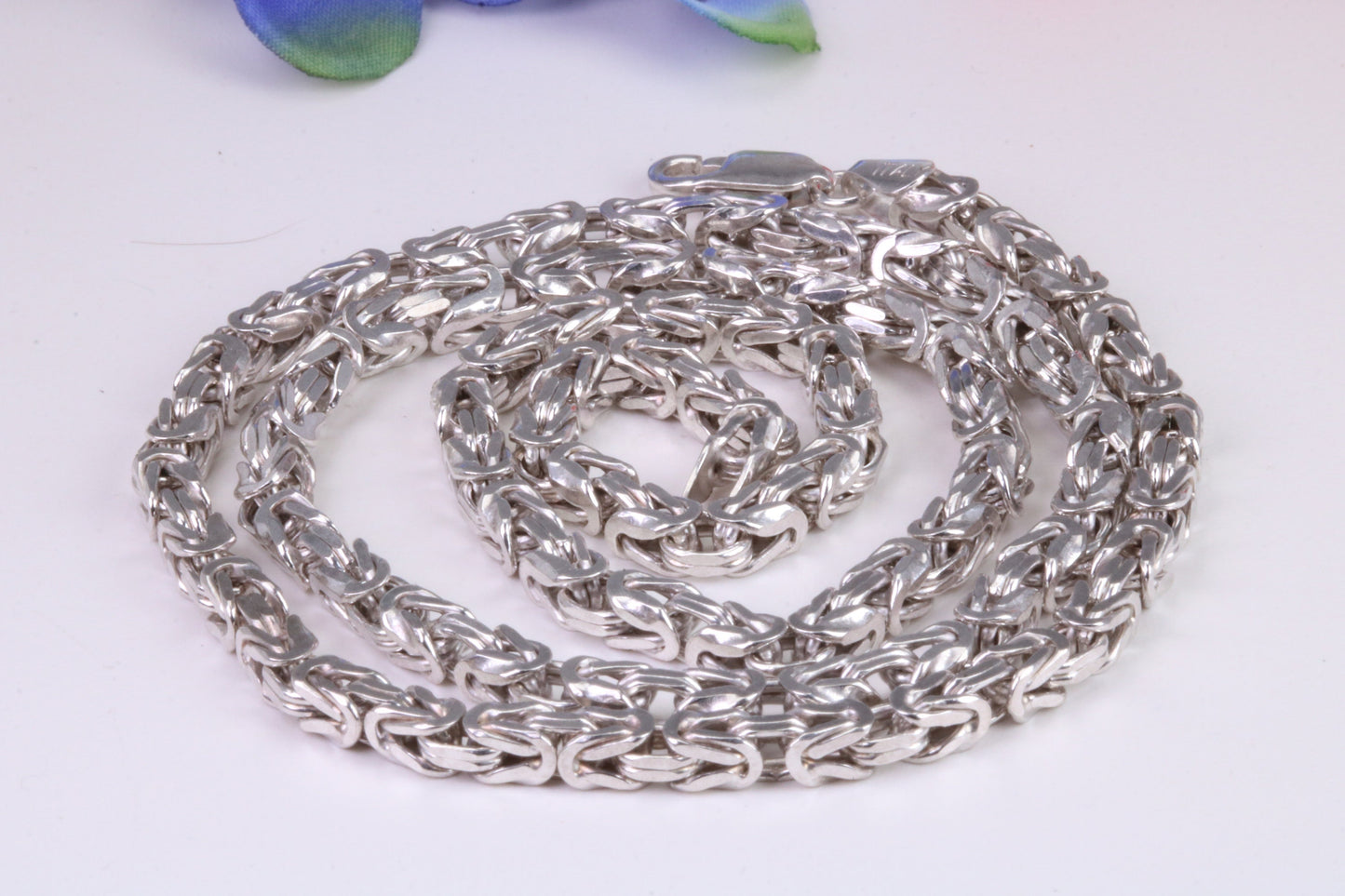 Gents heavy 22 inch Chain, Flat Diamond cut Curb Links, made from solid Sterling Silver, 22 Inches Long x 3.50 mm wide, British Hallmarked