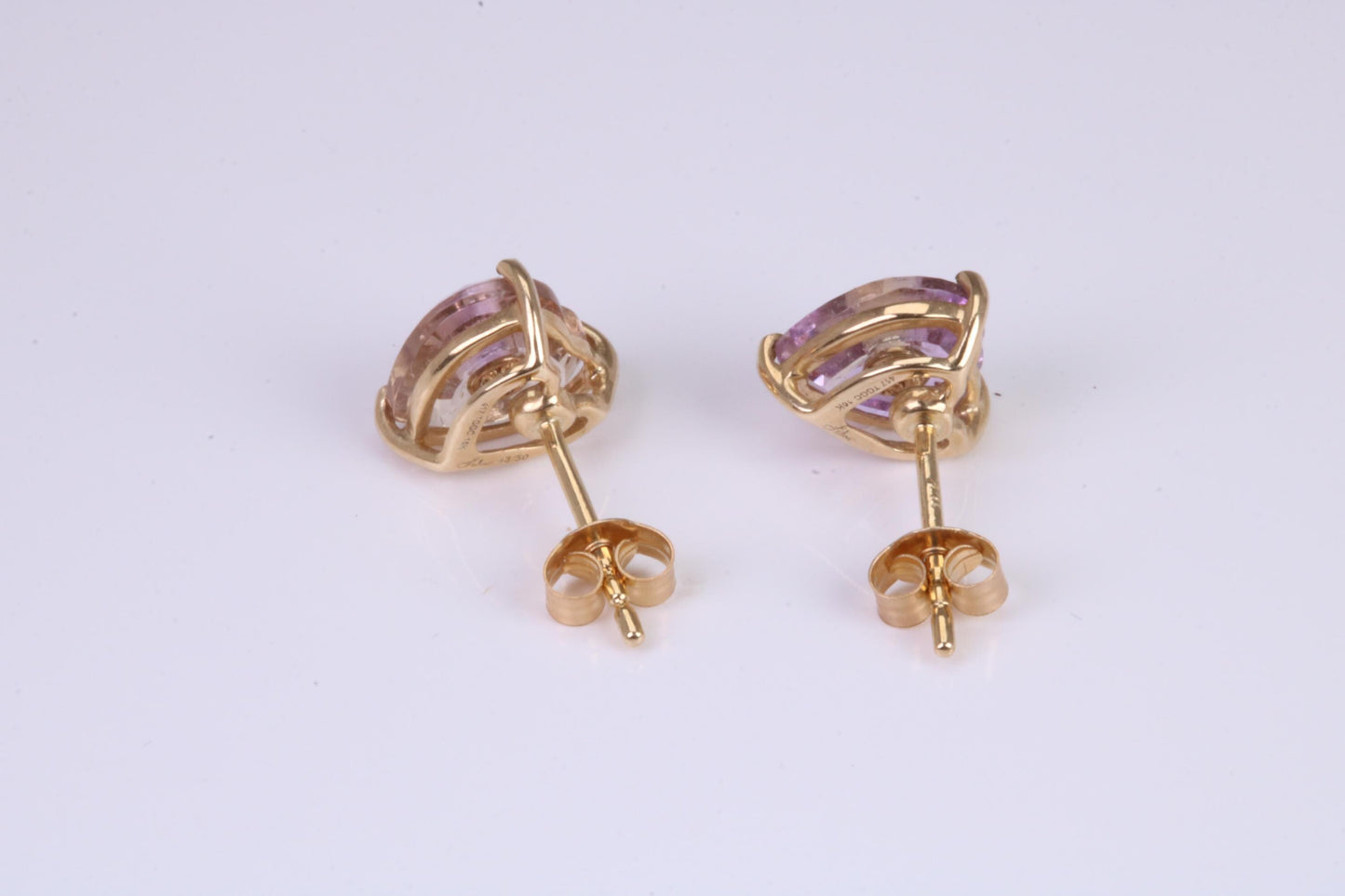 Amethyst and Diamond set Stud Earrings, Made from Solid 10ct Yellow Gold