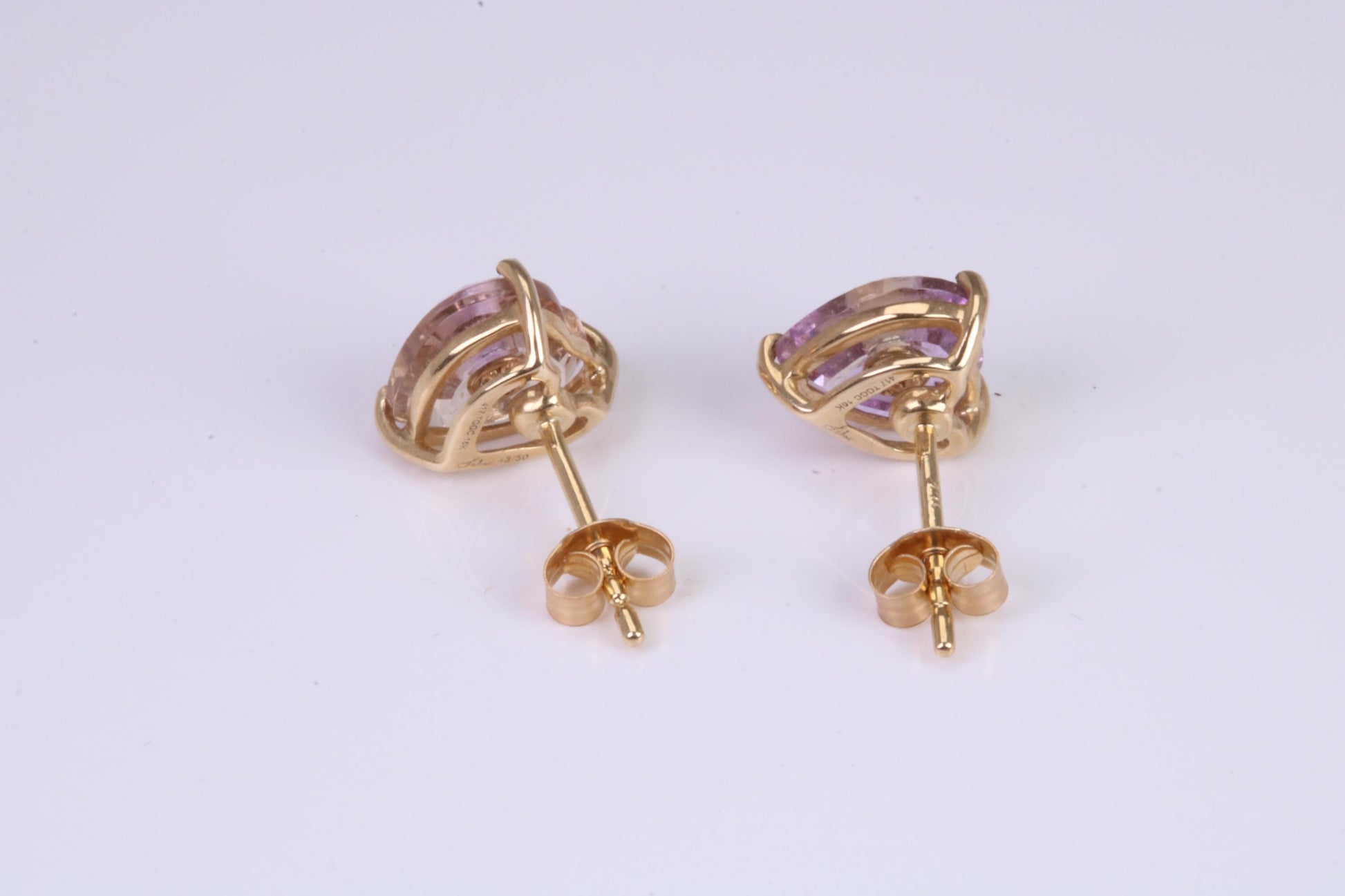 Amethyst and Diamond set Stud Earrings, Made from Solid 10ct Yellow Gold