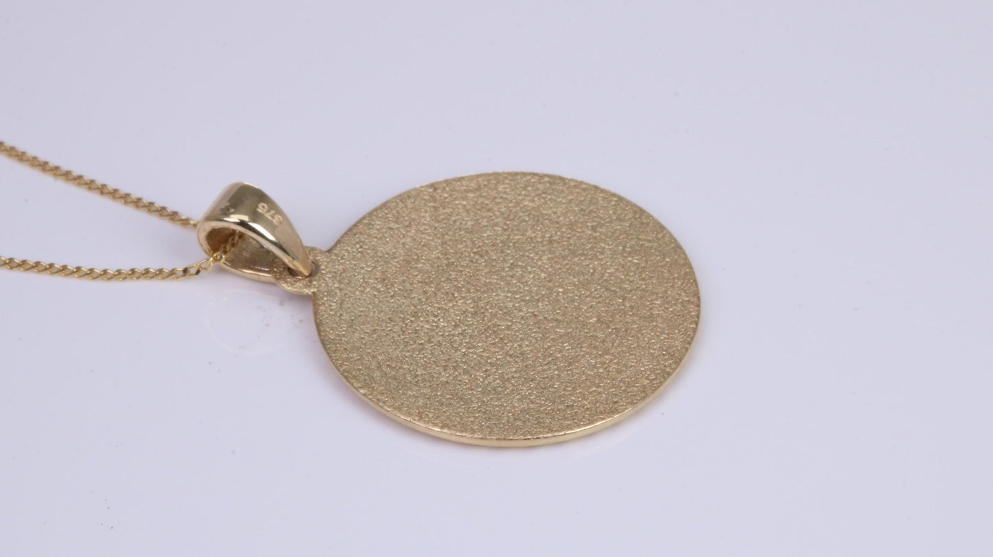 St Christopher Necklace Together with 16 Inch Long Chain, Made from Solid Yellow Gold, British Hallmark