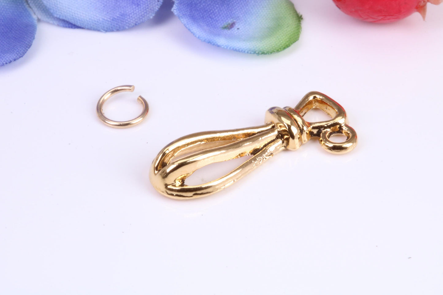 Food Whisker Charm, Traditional Charm, Made from Solid Cast Yellow Gold, British Hallmarked