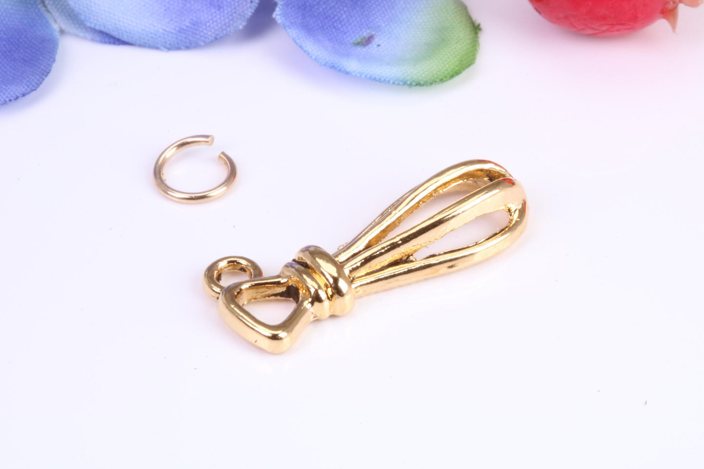 Food Whisker Charm, Traditional Charm, Made from Solid Cast Yellow Gold, British Hallmarked