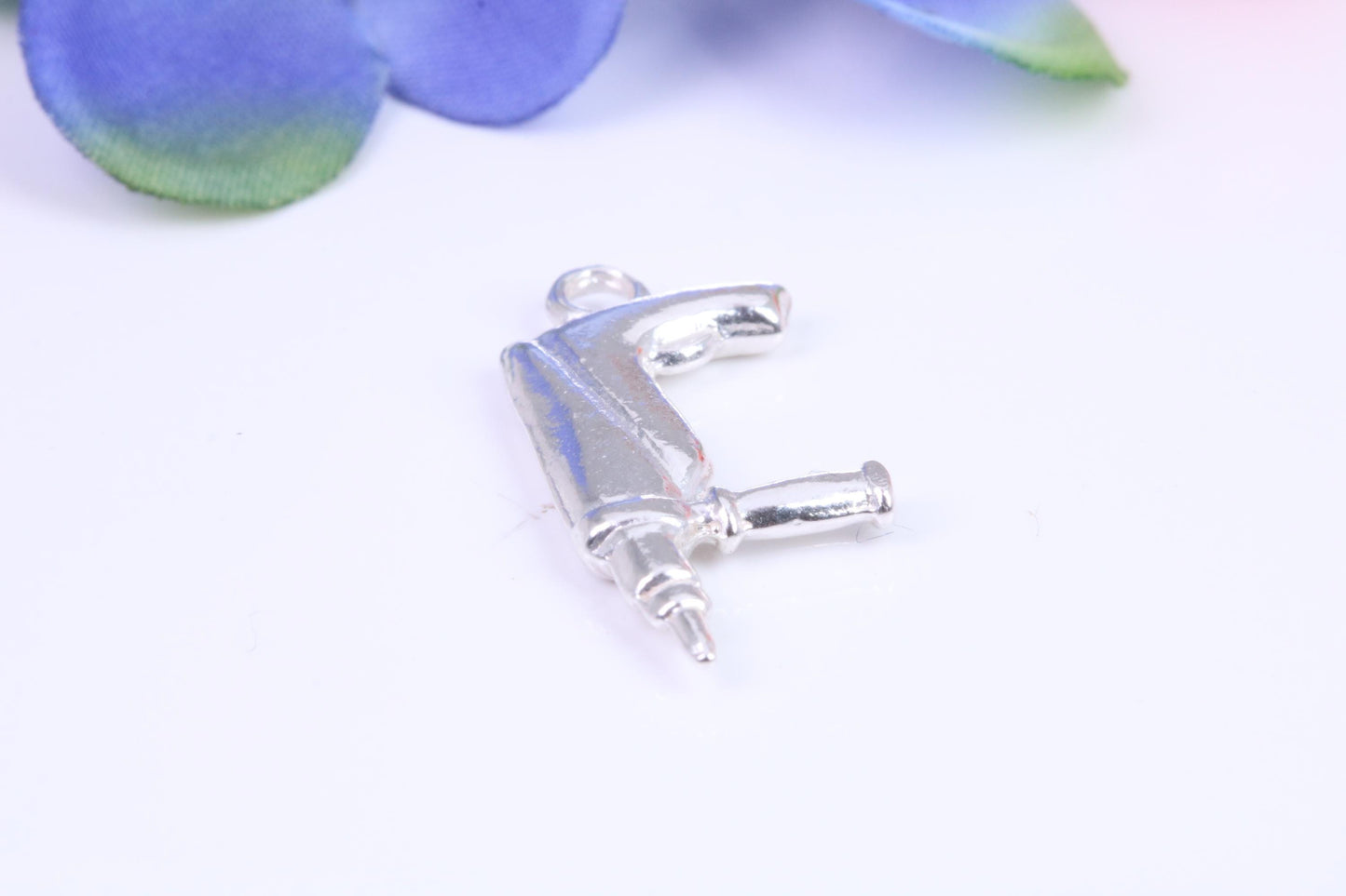Power Drill Charm, Traditional Charm, Made from Solid Cast Silver