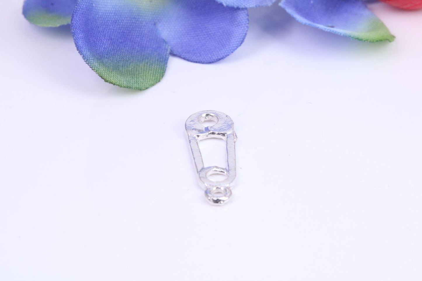 Safety Pin Charm, Traditional Three Dimensional Charm, Made from Solid Cast Silver