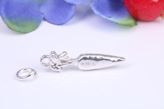 Carrot Charm, Traditional Three Dimensional Charm, Made from Solid Cast Silver