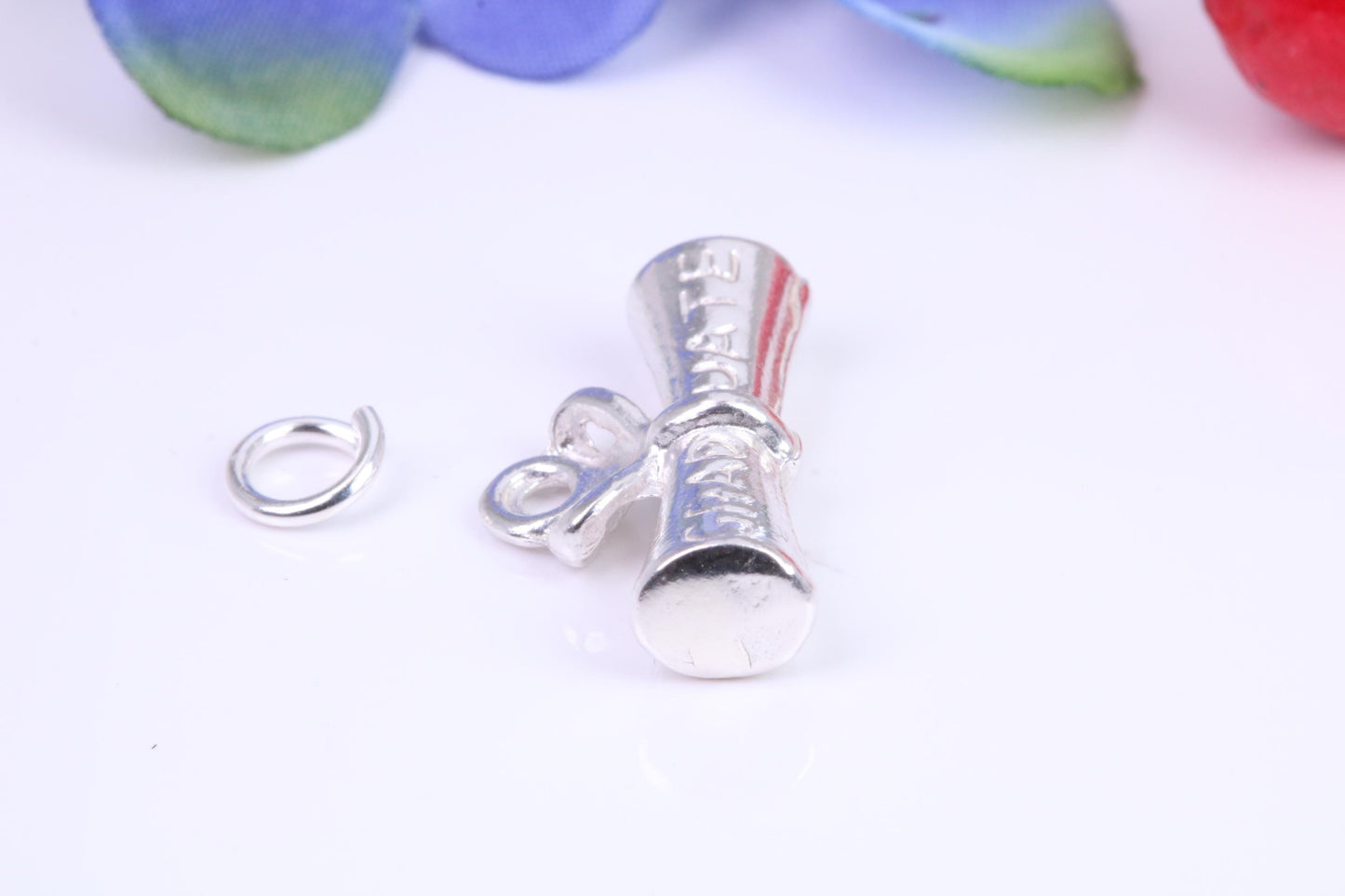 Graduation Charm, Traditional Three Dimensional Charm, Made From Solid Cast Silver
