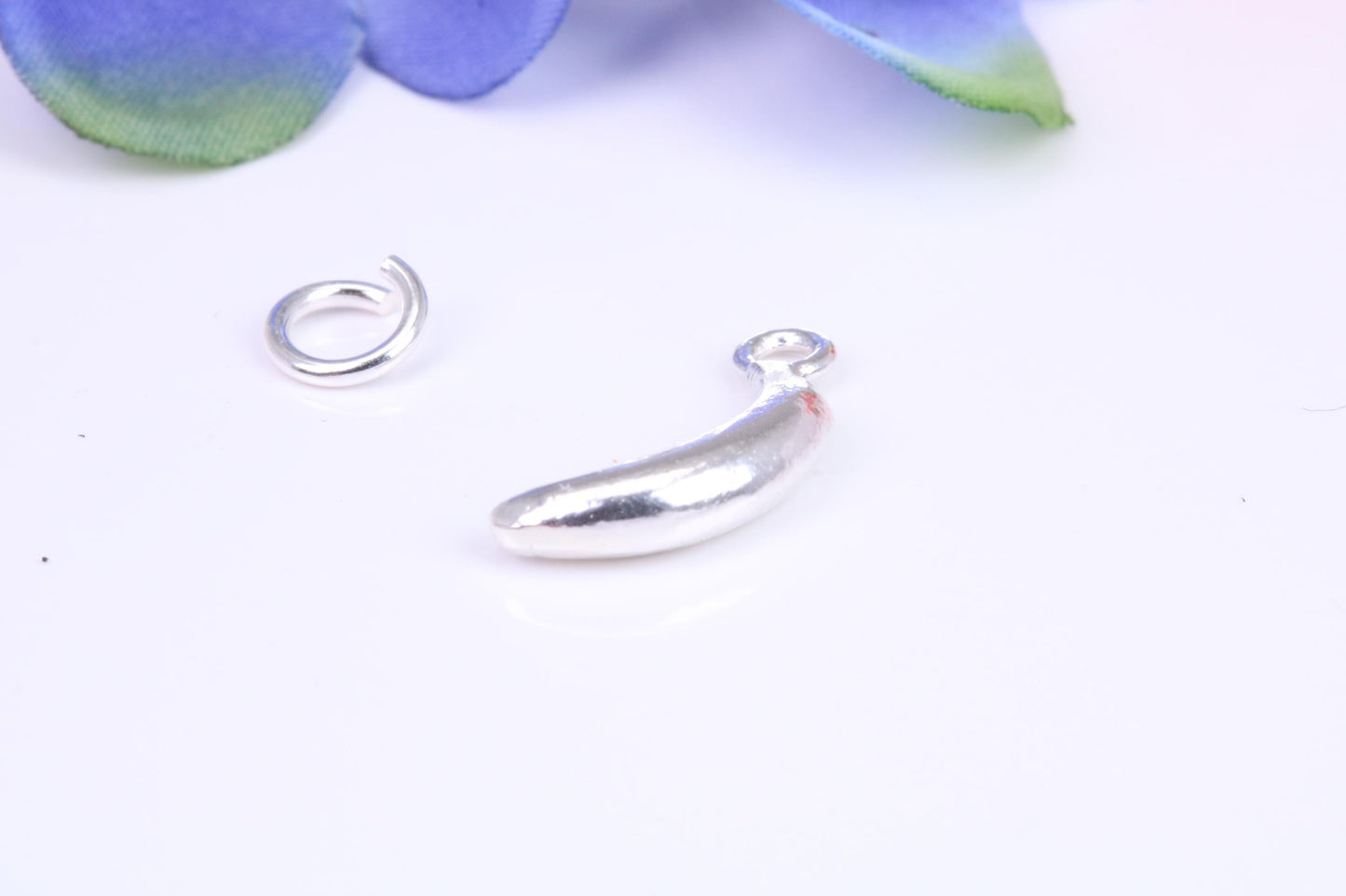 Banana Charm, Traditional Three Dimensional Charm, Made from Solid Cast Silver