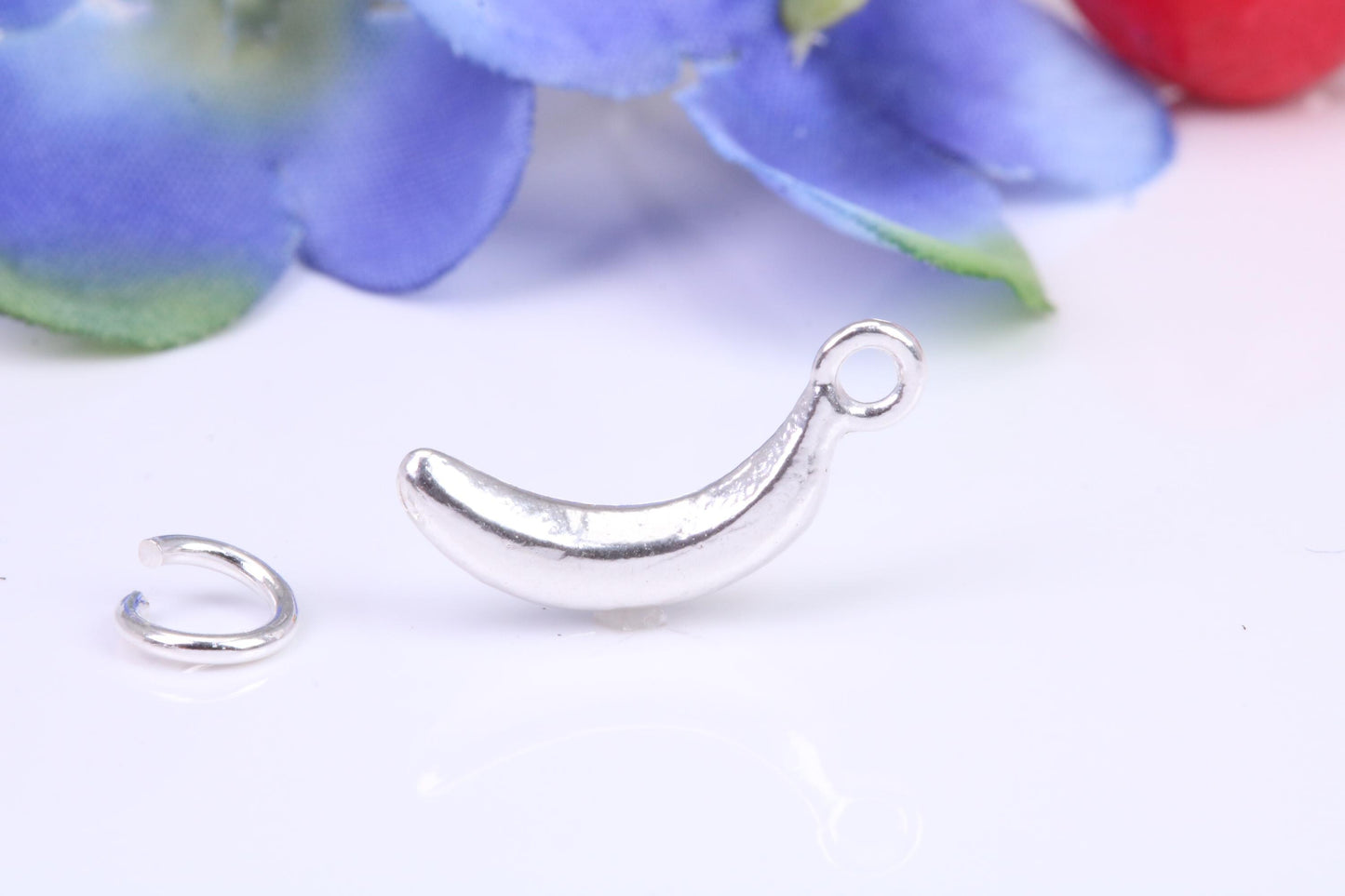 Banana Charm, Traditional Three Dimensional Charm, Made from Solid Cast Silver