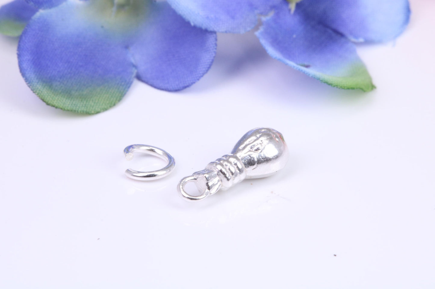 Bag of Money Charm, Traditional Three Dimensional Charm, Made from Solid Cast Silver