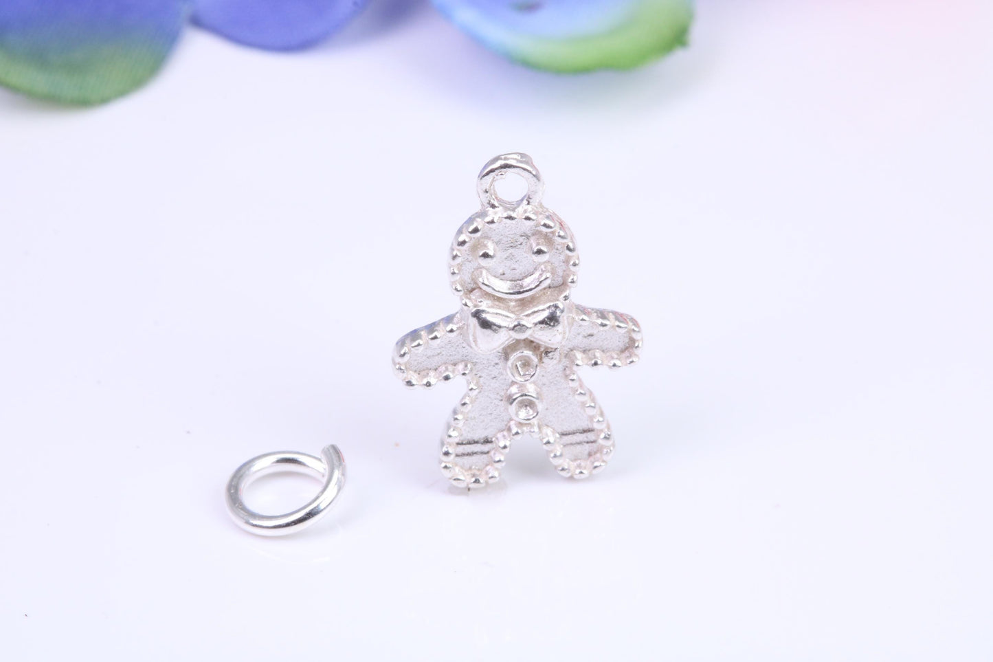Gingerbread Man Charm, Traditional Three Dimensional Charm, Made from Solid Cast Silver