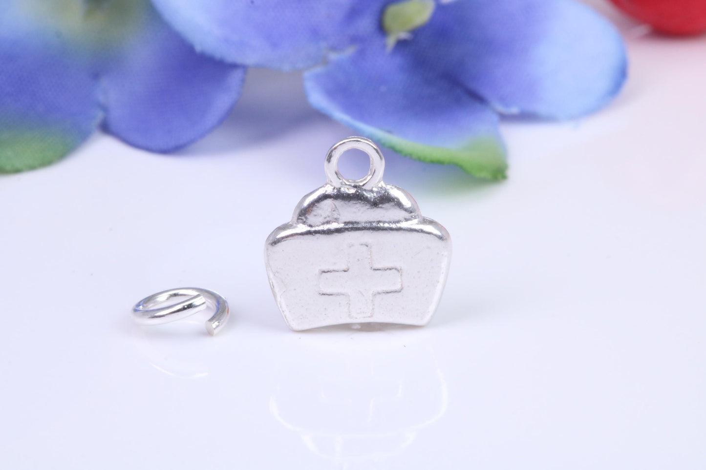 First Aid Case Charm, Traditional Three Dimensional Charm, Made from Solid Cast Silver