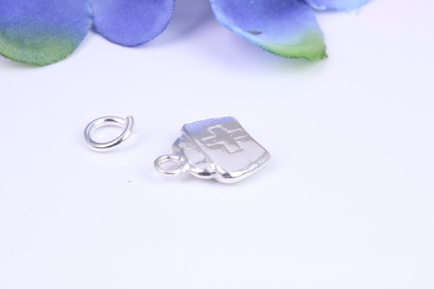 First Aid Case Charm, Traditional Three Dimensional Charm, Made from Solid Cast Silver