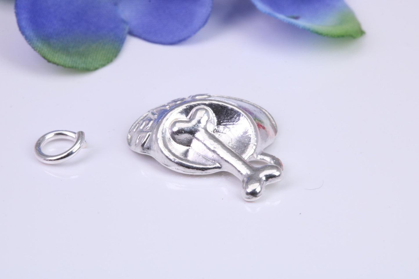 Dog Bowl Charm, Traditional Three Dimensional Charm, Made from Solid Cast Silver