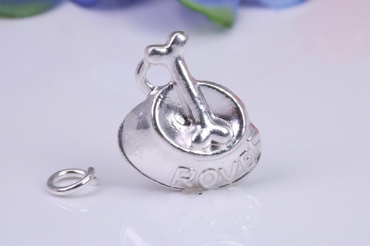 Dog Bowl Charm, Traditional Three Dimensional Charm, Made from Solid Cast Silver