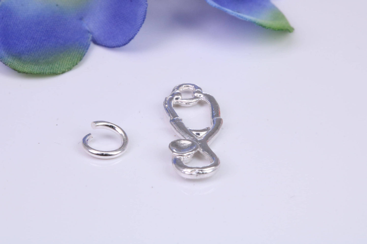 Stethoscope Charm, Traditional Three Dimensional Charm, Made from Solid Cast Silver