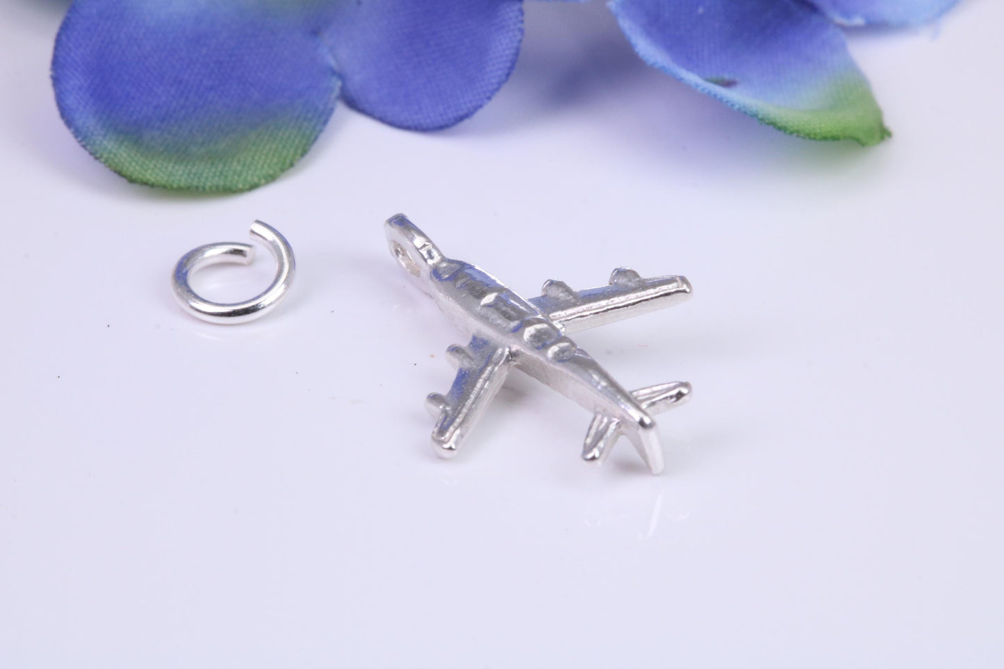 Airplane Charm, Traditional Three Dimensional Charm, Made from Solid Cast Silver