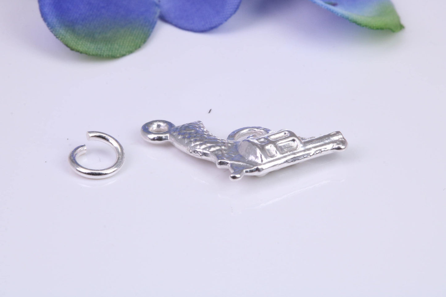 Revolver Charm, Traditional Three Dimensional Charm, Made from Solid Cast Silver