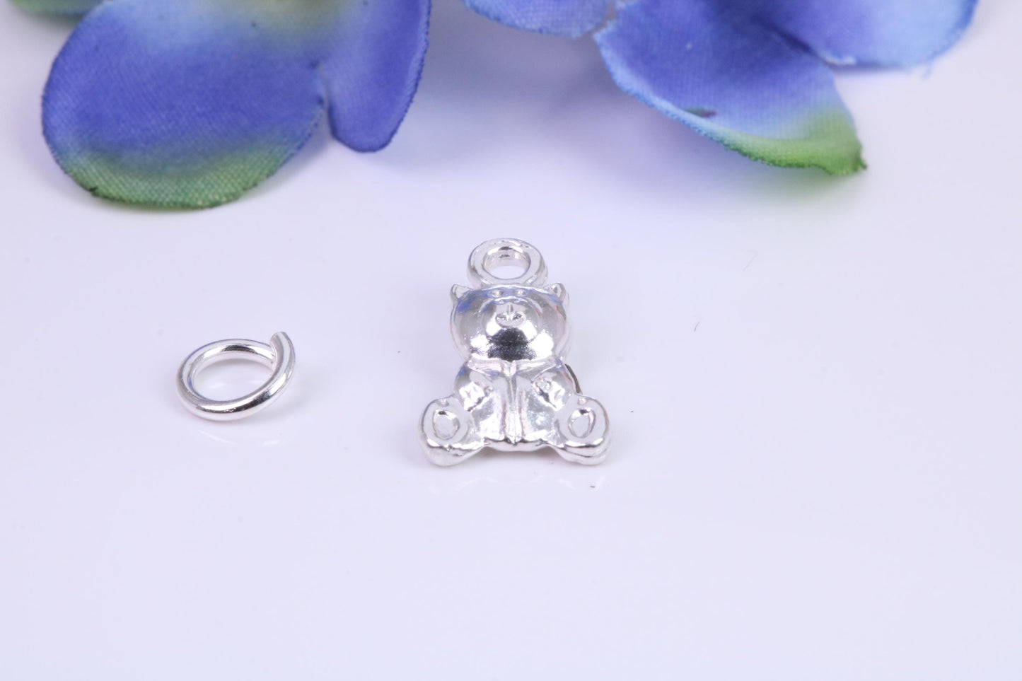 Teddy Bear Charm, Traditional Three Dimensional Charm, Made from Solid Cast Silver