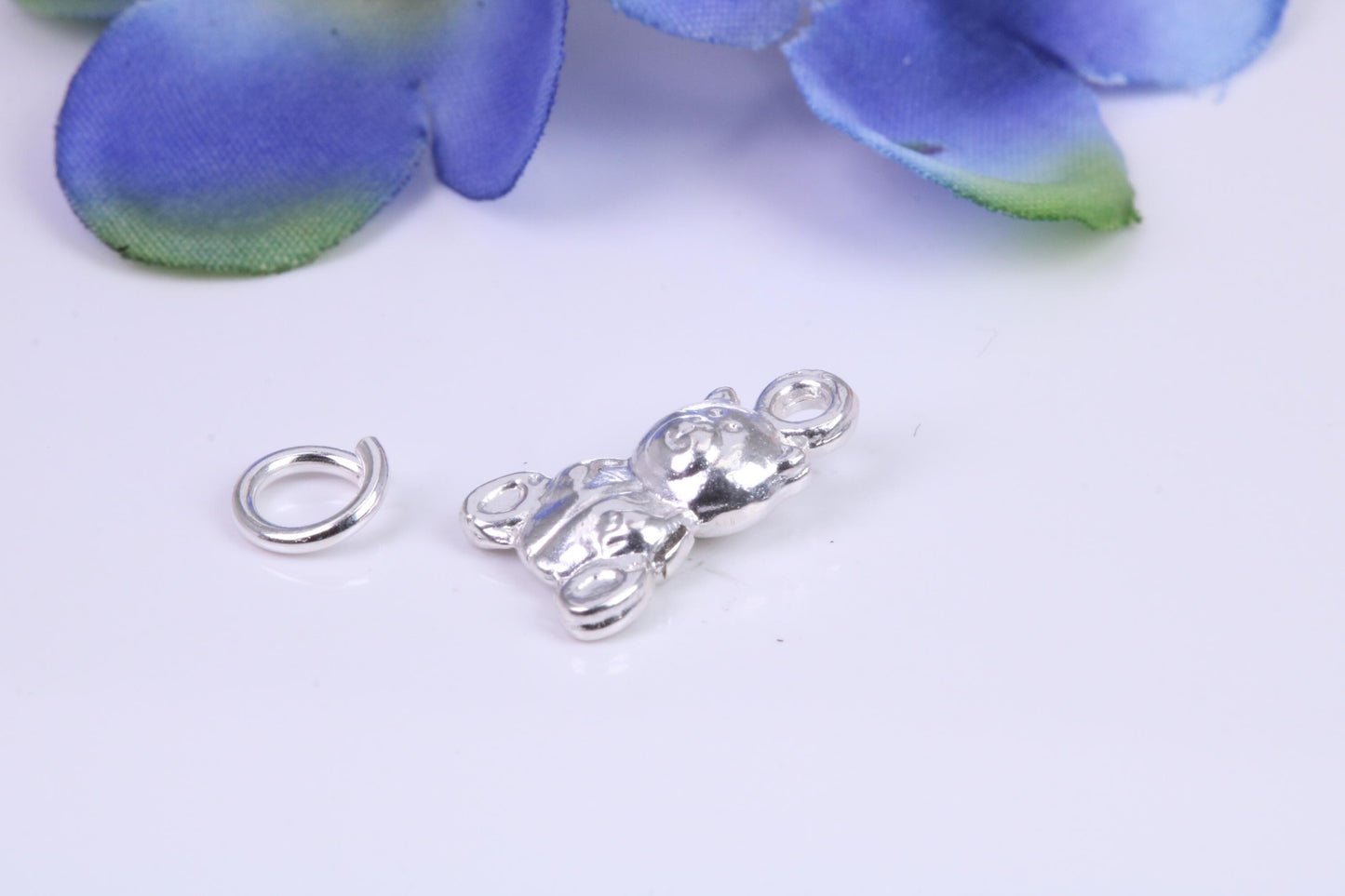 Teddy Bear Charm, Traditional Three Dimensional Charm, Made from Solid Cast Silver