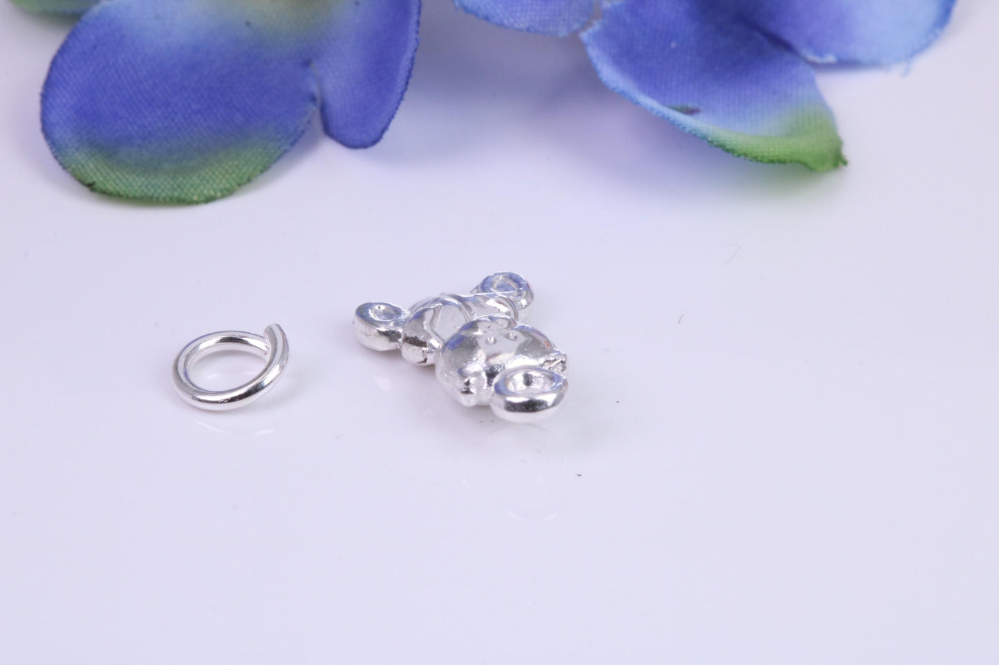 Teddy Bear Charm, Traditional Three Dimensional Charm, Made from Solid Cast Silver